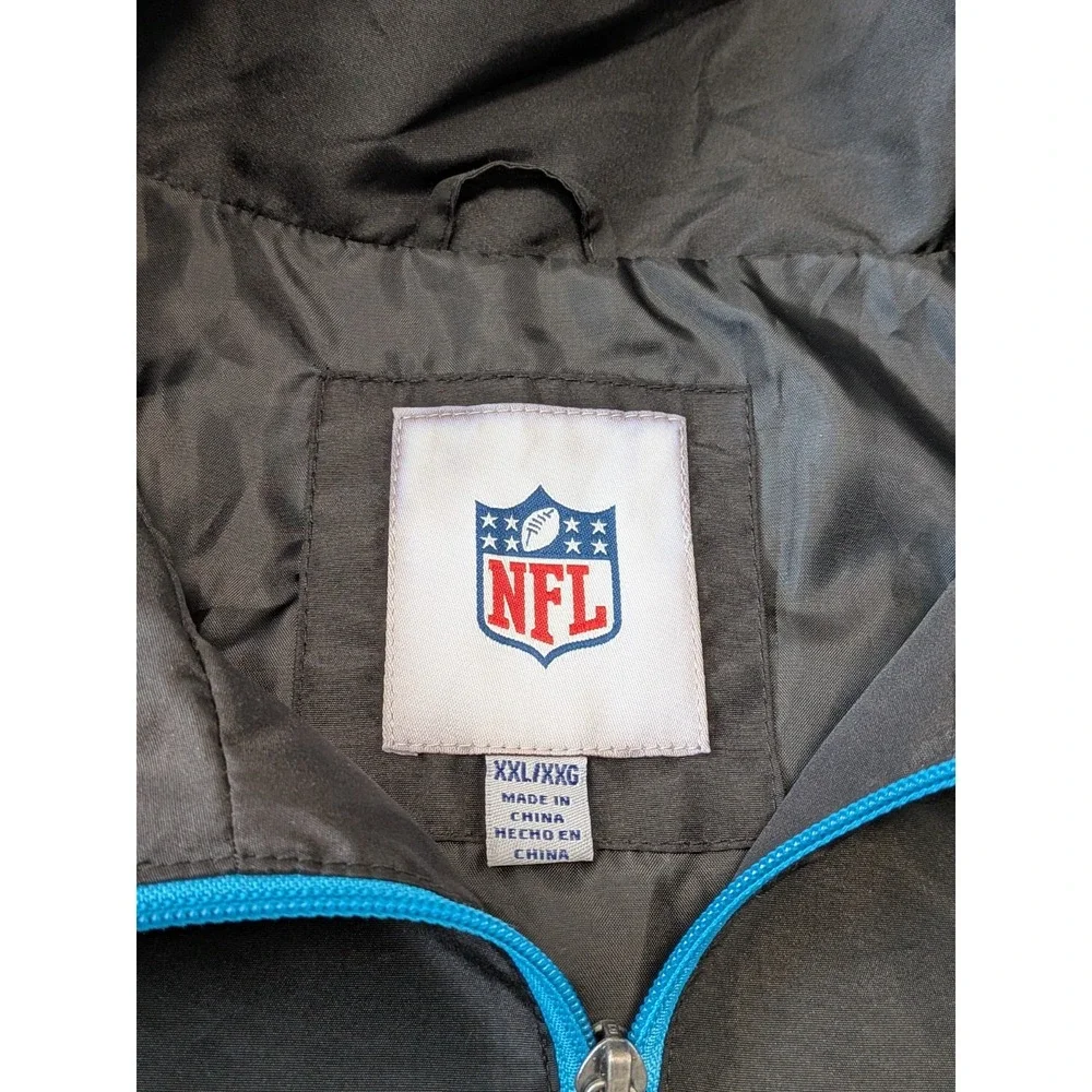 NFL Carolina Panthers Black Quarter‎ Zip Pullover Windbreaker Jacket Size XXL